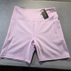 Traj3ctory Womens High Waisted Biker Shorts Lavender Purple XL Side Pockets NWT